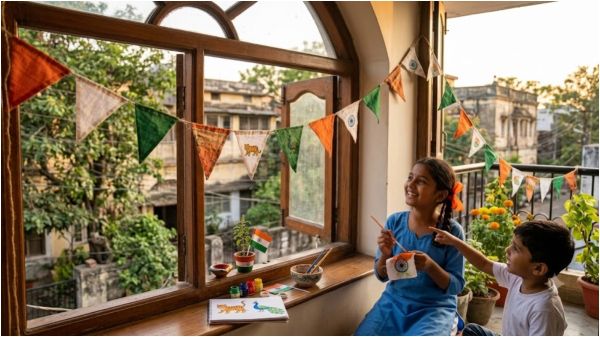 Make tricolor bunting from old clothes