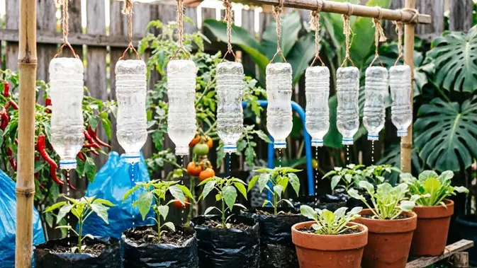 Cara Membuat Penyiram Tanaman Tetes dari Botol Air Mineral Bekas (AI Generated)