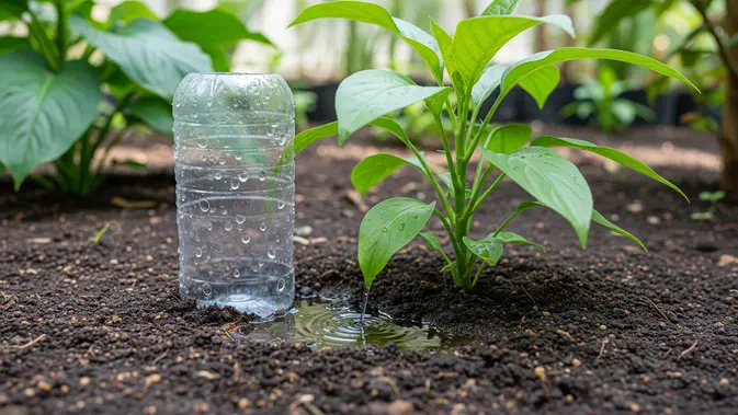 Cara Membuat Penyiram Tanaman Tetes dari Botol Air Mineral Bekas (AI Generated)