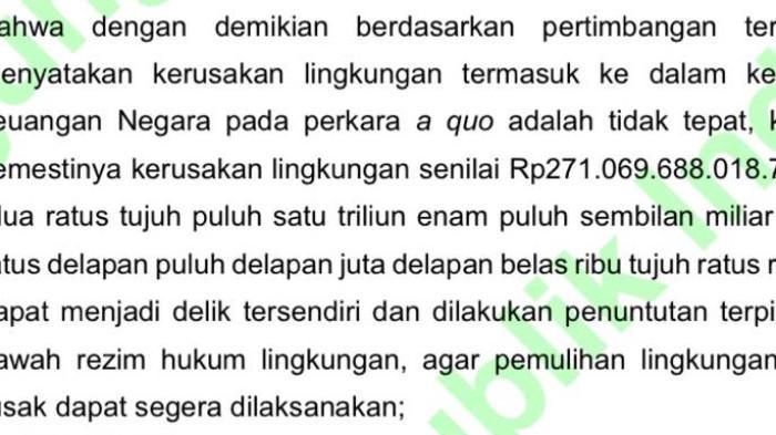 Putusan kasasi mantan Direktur Operasi Produksi PT Timah, Tbk periode April 2017-Februari 2020, Alwin Albar, sebagaimana termuat dalam Direktori Putusan Mahkamah Agung RI.