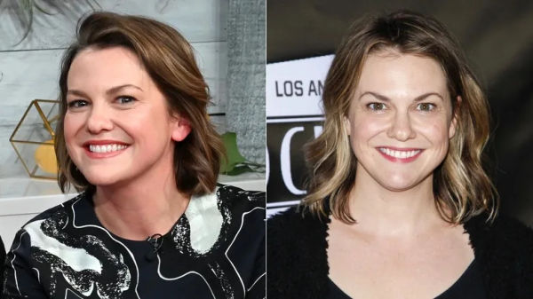 Side-by-side photos of Larisa Oleynik in 2020 and 2019.