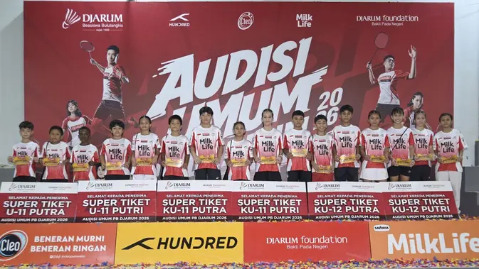Sebanyak 16 atlet berhasil meraih Super Tiket pada Audisi Umum PB Djarum 2026 - Makassar yang bergulir di GOR Dafest Makassar, Sulawesi Selatan pada 4 hingga 8 Agustus 2026. (Bola.com/PB Djarum)