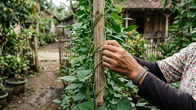 Arahkan Sulur dan Kurangi Bagian yang Mengganggu. (Gambar: AI Generated)