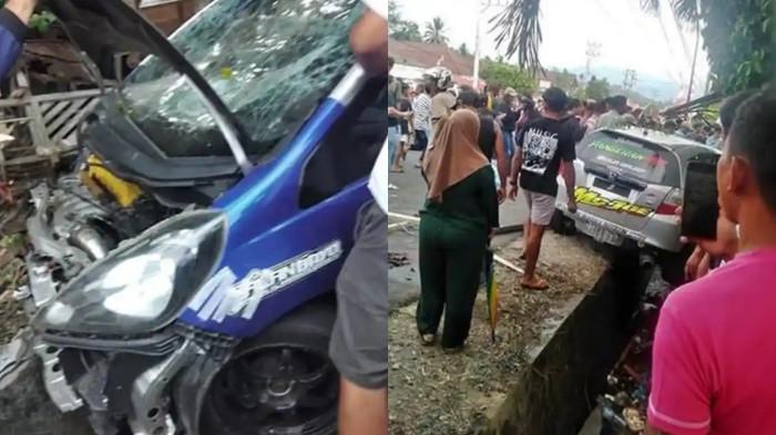 DRAG RACE - Tangkapan layar mobil peserta yang menghantam penonton dalam ajang Open Tournament Tidar Drag Race di Kota Kotamobagu. (Sumber: Tribun Manado/tangkapan layar)