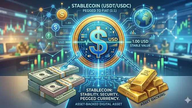 ilustrasi Stablecoin. (Foto by AI)