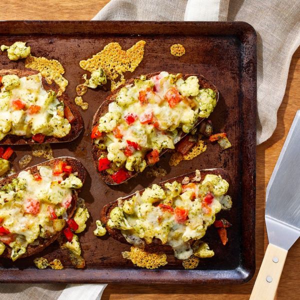 Open-Face Cauliflower-Cheddar Melts Credit: Brie Goldman
