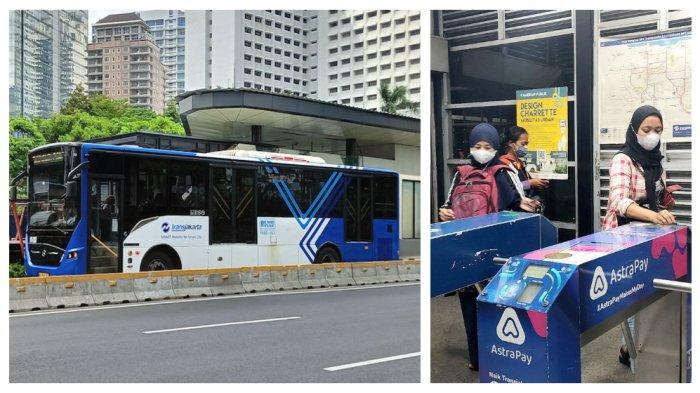 TARIF KHUSUS - Ilustrasi bus Transjakarta dan Gate Transjakarta. Transjakarta, MRT dan LRT Jakarta menerapkan tarif khusus Rp 1 bagi pelanggan.