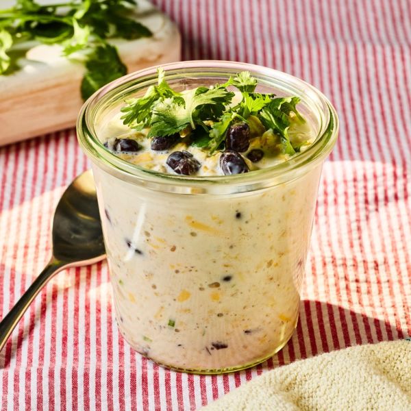 Recipe image of Cheddar-Black Bean Overnight Oats. Credit: Photographer: Morgan Hunt Ward.