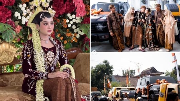 MAHAR MEWAH - Laella, pengantin wanita asal Desa Ketro, Grobogan, menerima deretan hantaran bernilai miliaran rupiah, mulai dari ekskavator, Jeep Rubicon, Honda Brio, Vespa, KLX, hingga perlengkapan rumah tangga.