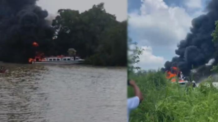 SPEEDBOAT TERBAKAR - Speedboat Sekatak AAA Kaltara yang terbakar di perairan Desa Salimbatu Kecamatan Tanjung Palas Tengah Kabupaten Bulungan, Kalimantan Utara. Terungkap fakta baru pasca insiden speedboat terbakar di Kabupaten Bulungan, Provinsi Kalimantan Utara, lengkap dugaan pemicu, hingga kondisi armada.