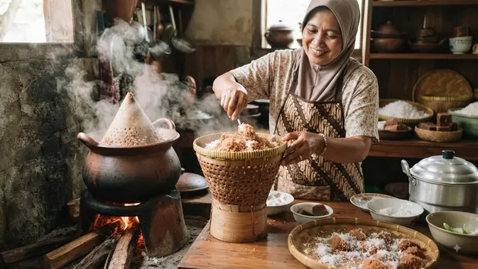 Tahapan Membuat Awug Gula Merah (AI Generated)