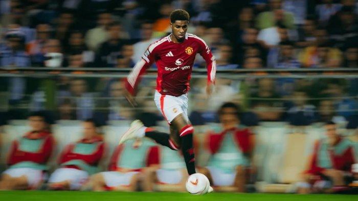 Aksi penyerang Manchester United asal Inggris, Marcus Rashford. Kini masa depannya di Setan Merah terancam.
