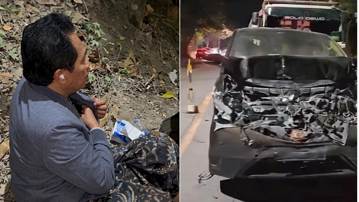 KECELAKAAN MAUT - KH Anwar Zahid alami kecelakaan hingga alphard miliknya ringsek.