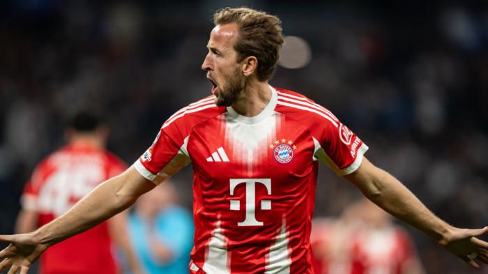 SELEBRASI - Selebrasi pemain Bayern Munchen, Harry Kane usai cetak gol ke gawang Real Madrid di leg pertama perempat final Liga Champions 2025/2026 pada Rabu (8/4/2026) dini hari WIB.