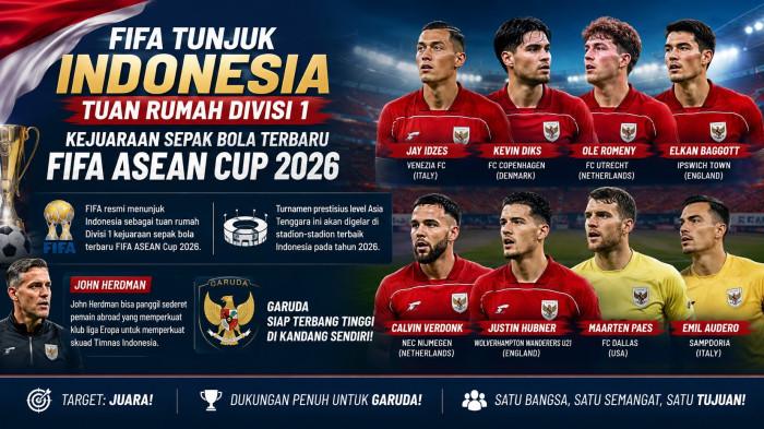 FIFA menunjuk Indonesia tuan rumah FIFA ASEAN Cup 2026. Pelatih Timnas Indonesia John Herdman bisa memanggil sederet pemain abroad yang memperkuat klub liga Eropa karena turnamen ini resmi masuk kalender FIFA
