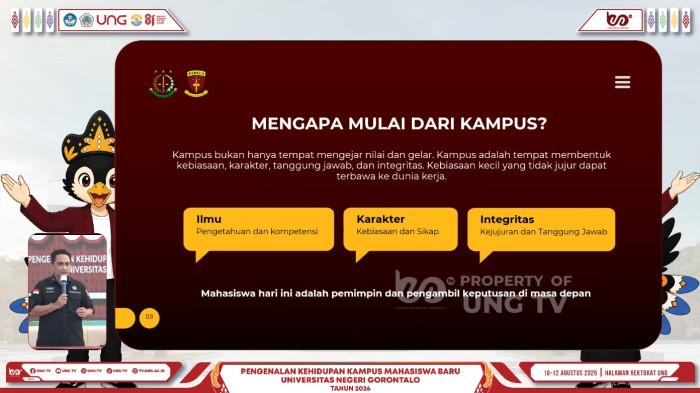 UNG tanamkan nilai antikorupsi kepada mahasiswa baru lewat PKKMB.