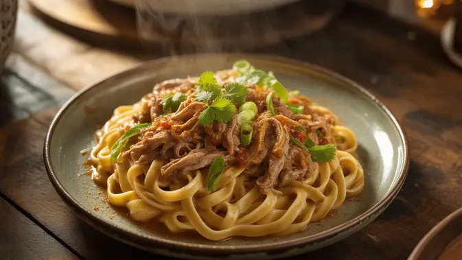 Resep Fettuccine Bumbu Bebek ©Ilustrasi dibuat AI