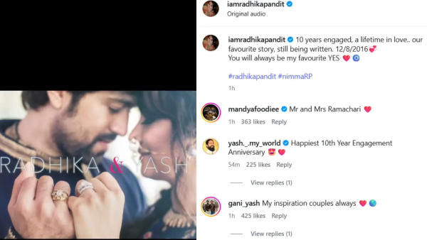 Radhika Pandit celebrates engagement anniversary with Yash