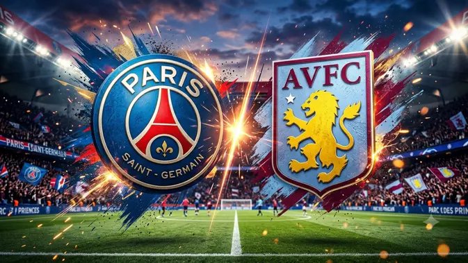 Ilustrasi PSG Vs Aston Villa di Piala Super UEFA. (Bola.com/AI)
