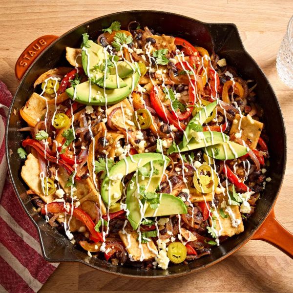 A recipe image of Black Bean Fajita Casserole. Credit: Photographer: Jen Causey, Food Stylist: Margaret Monroe Dickey, Prop Stylist: Josh Hoggle.
