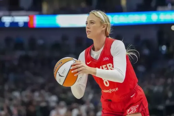 Sophie Cunningham prepares to take a shot during the first quarter of a WNBA game between the Indiana Fever and the Dallas Wings in Dallas, Texas, on June 27, 2025. Photo by AP