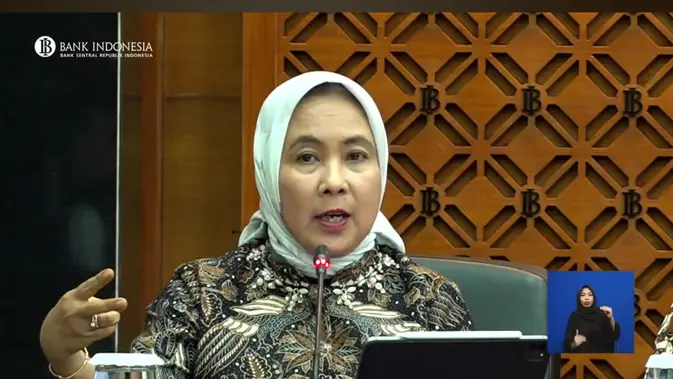 Deputi Gubernur Bank Indonesia Aida S Budiman dalam konferensi pers pengumuman Hasil Rapat Dewan Gubernur (RDG) Mei 2024 di Gedung Thamrin Bank Indonesia, Rabu (22/5/2024). (Tira/Liputan6.com) Deputi Gubernur Bank Indonesia Aida S Budiman dalam konferensi pers pengumuman Hasil Rapat Dewan Gubernur (RDG) Mei 2024 di Gedung Thamrin Bank Indonesia, Rabu (22/5/2024). (Tira/Liputan6.com)