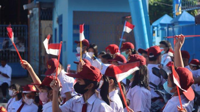 Ilustrasi anak sekolah saat kegiatan 17 Agustus