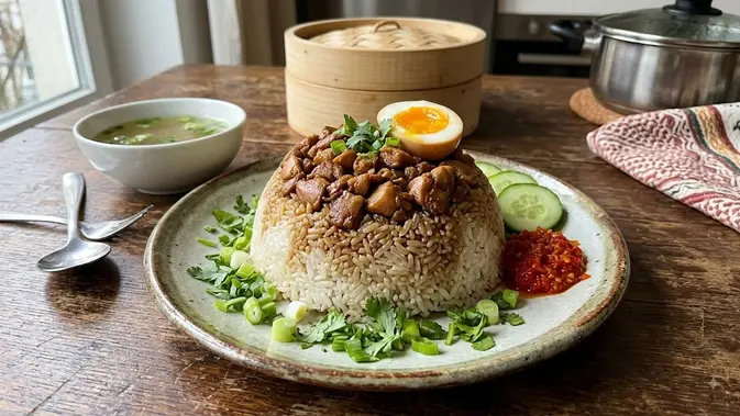 Nasi Tim Ayam yang Lembut dan Gurih. [AI Generated]