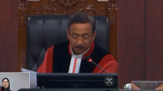 Ketua Mahkamah Konstitusi (MK) Suhartoyo di Sidang Pengucapan Putusan/Ketetapan di Gedung MK, Jakarta, Kamis (23/7/2026). (Foto: Tangkapan Layar YouTube Mahkamah Konstitusi RI)