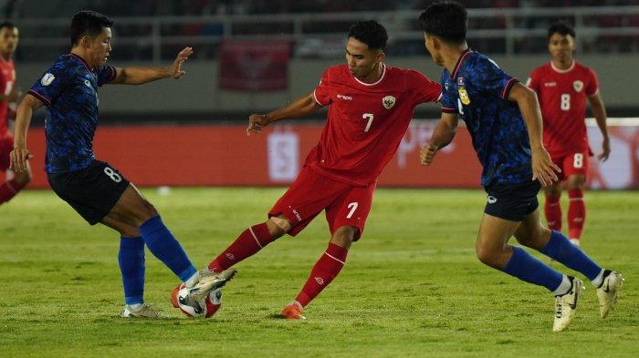 Pemain Timnas Indonesia Marselino Ferdinan dalam pertandingan grup B Piala AFF 2024 melawan Kamboja, Senin (12/12/2024).