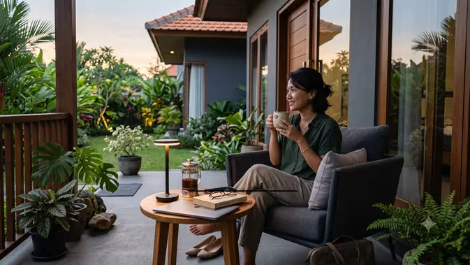 Ide Pojok Santai di Teras Rumah untuk Working Mom (AI Generated)