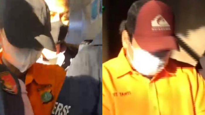 PENISTAAN AGAMA - Dua terduga pelaku kasus dugaan pensitaan agama challenge hafalan surah Ad-Dhuha berhadiah minuman keras (miras) mengenakan baju tahanan Polda Metro Jaya, Kamis (13/8/2026).