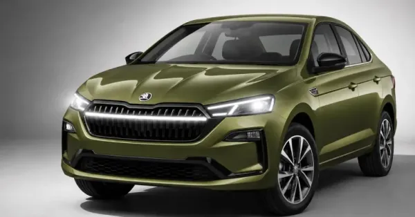 skoda slavia facelift olive green