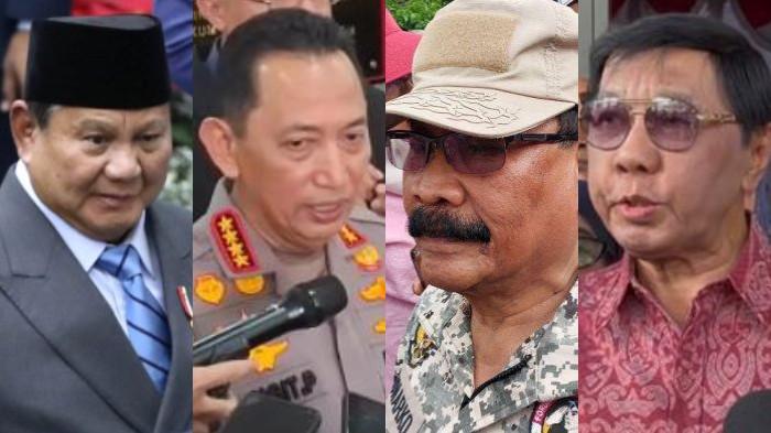 KAPOLRI DIMINTA DICOPOT - (Dari kiri ke kanan) Presiden Prabowo Subianto, Kapolri Jenderal Listyo Sigit Prabowo, eks Danjen Kopassus Mayjen Purn Soenarko, dan Jubir FPP TNI Laksma Purn Moeryono Aladin.