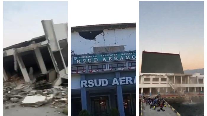 GEMPA FLORES - Penampakan bangunan yang mengalami kerusakan hingga roboh akibat gempa berkekuatan magnitudo 7,7 yang terjadi di Flores, Nusa Tenggara Timur (NTT) pada Sabtu (15/8/2026)