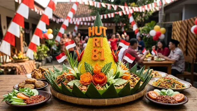 Menghias Tumpeng (AI Generated)