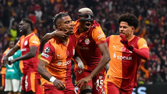 Kemenangan tersebut menjadi modal berharga Galatasaray sebelum melakoni laga leg kedua di Anfield, Liverpool, pada Rabu (18/03/2026) waktu setempat mendatang.(AFP/Yasin Akgul)