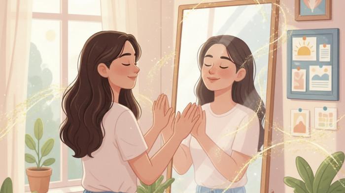 Ilustrasi Orang yang Sedang Berafirmasi Positif