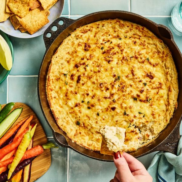 A recipe images of Artichoke & White Bean Dip. Credit: Photographer: Morgan Hunt Ward, Prop Stylist: Keoshia McGhee, Food Stylist: Emily Nabors Hall.