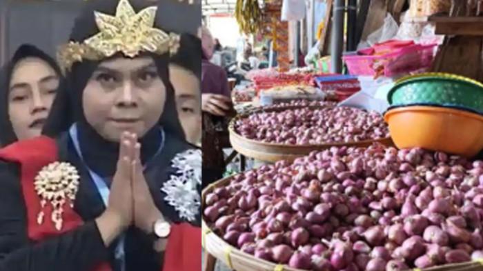 FANTASTIS - Susanah, pengupas bawang yang disebut diupah Rp 700 ribu per kilo oleh Presiden Prabowo. Kini Istana menelusurinya. Foto kanan: ilustrasi bawang merah.