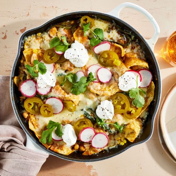 an image of the White Bean Enchilada Skillet Credit: Photographer: Jen Causey, Food Stylist: Margaret Monroe Dickey, Prop Stylist: Christina Daley
