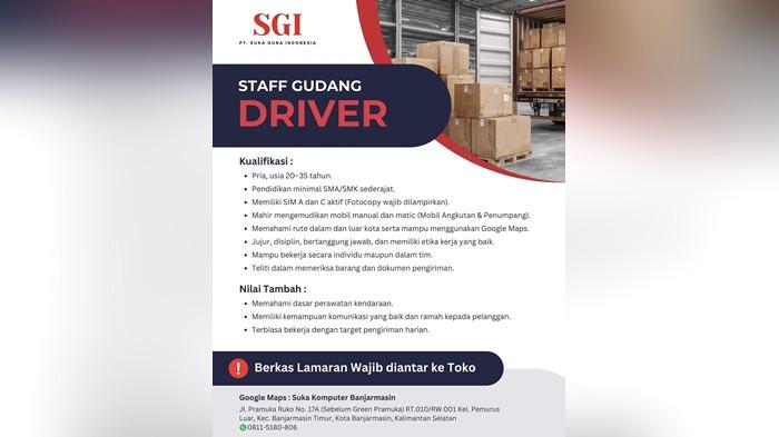 Loker driver PT Suka Guna