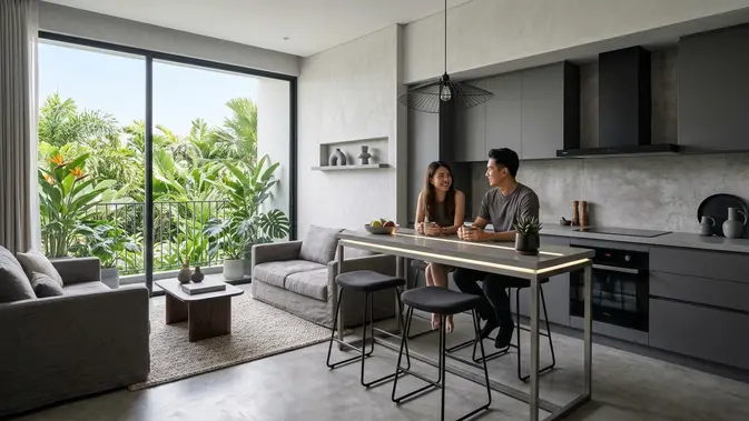 Desain Dapur Minimalis Tanpa Sekat (AI Generated)
