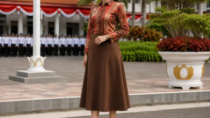 Padu Padan Batik dan Rok untuk Upacara Hari Kemerdekaan 17 Agustus 1945 HUT RI Ke-81 (AI Generated)