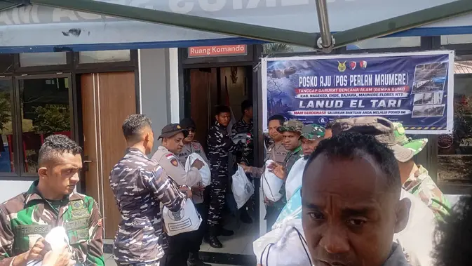 Bantuan logistik berupa paket sembako dari Presiden Prabowo Subianto untuk warga korban gempa bumi telah tiba di Maumere, Kabupaten Sikka, Nusa Tenggara Timur, pada Minggu (16/8/2026). (Foto: Dokumentasi BNPB).