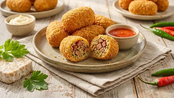 cara membuat kroket tempe yang renyah (AI generated)