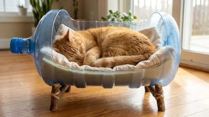 Tempat Tidur Kucing yang Nyaman. (Gambar: AI Generated)