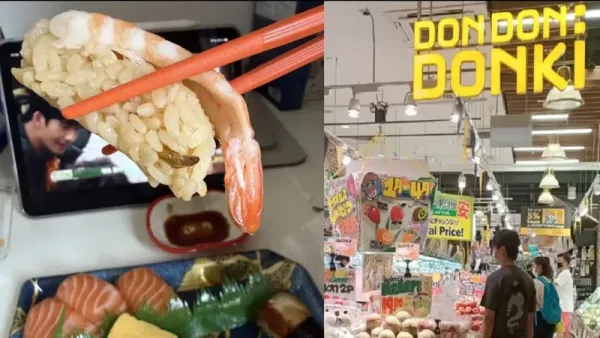 Kecoak di sushi udang.