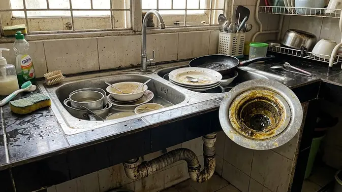 Penyebab Tempat Cuci Piring Sering Bau (AI Generated)