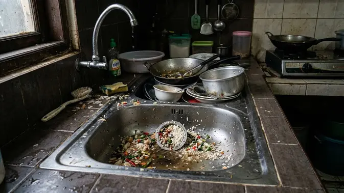 Penyebab Tempat Cuci Piring Sering Bau (AI Generated)